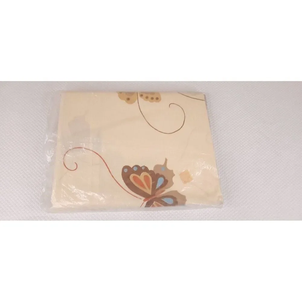New Vintage 70s Martex Percale Twin Fitted Sheet Beige Tan Butterfly Mid Century